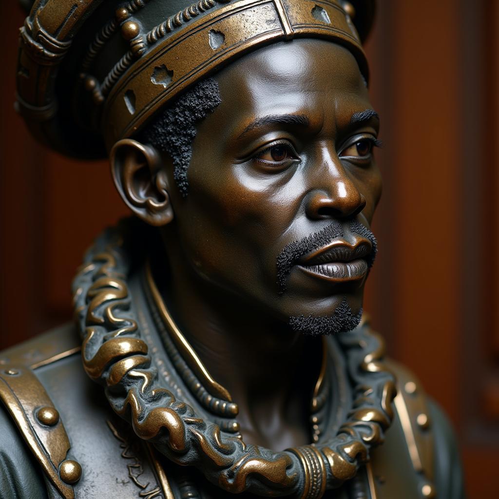 Bronze sculpture of an African king