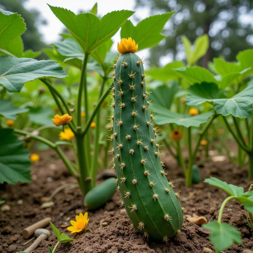 African King Wild Cucumber Plant in a Traditional Setting - Elchuri Aurvedam