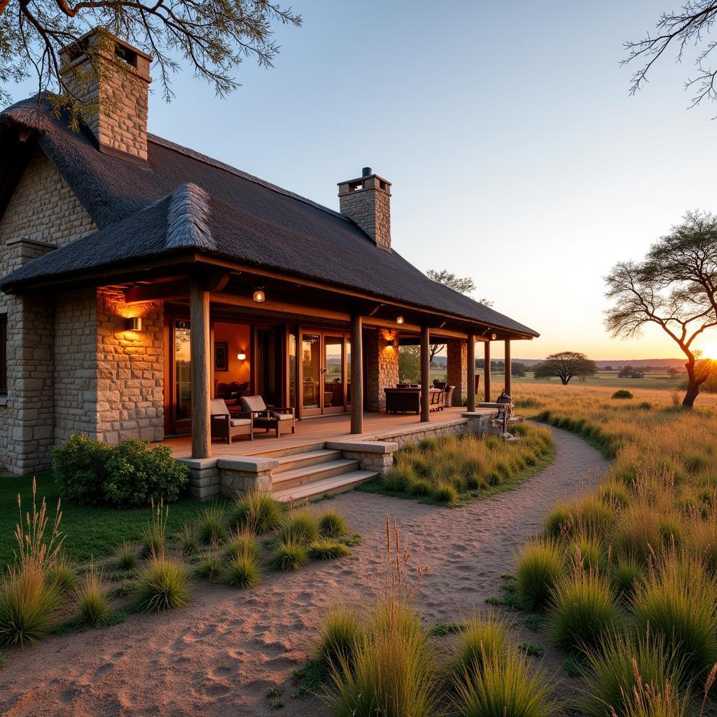 Luxurious African lodge nestled in the savanna