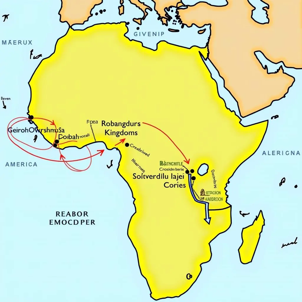 Map of African Kingdoms Involved in the Slave Trade