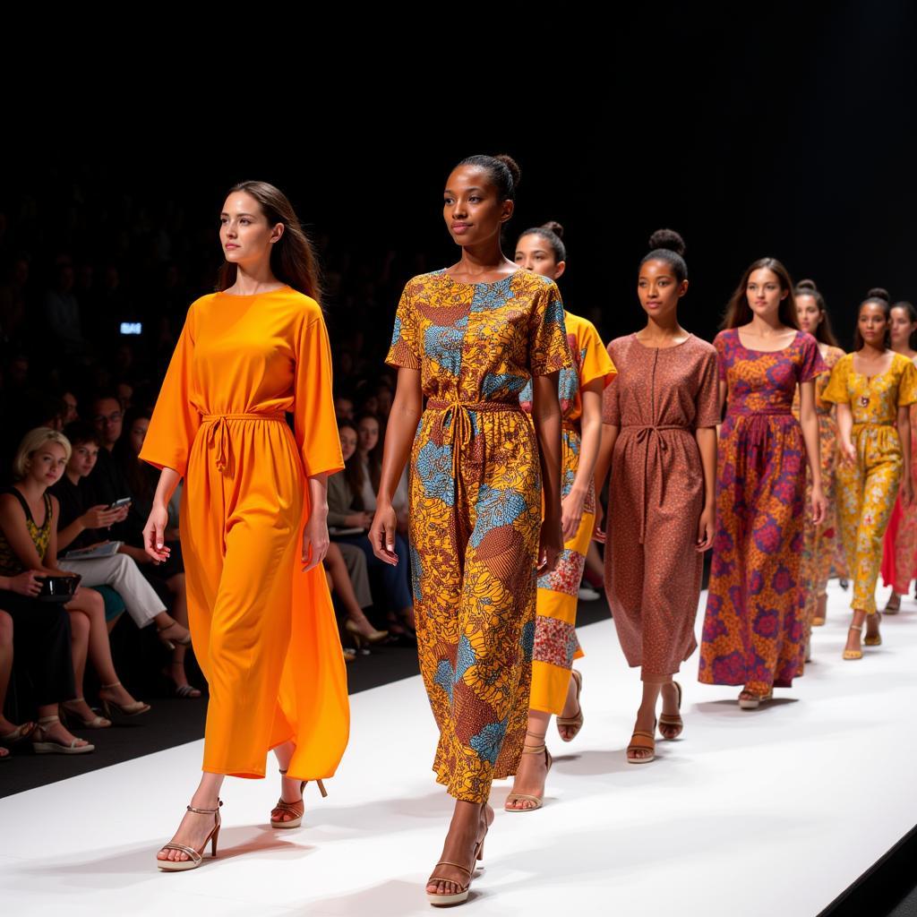 Models on the Runway in Striking African Kitenge Dresses with Chiffon