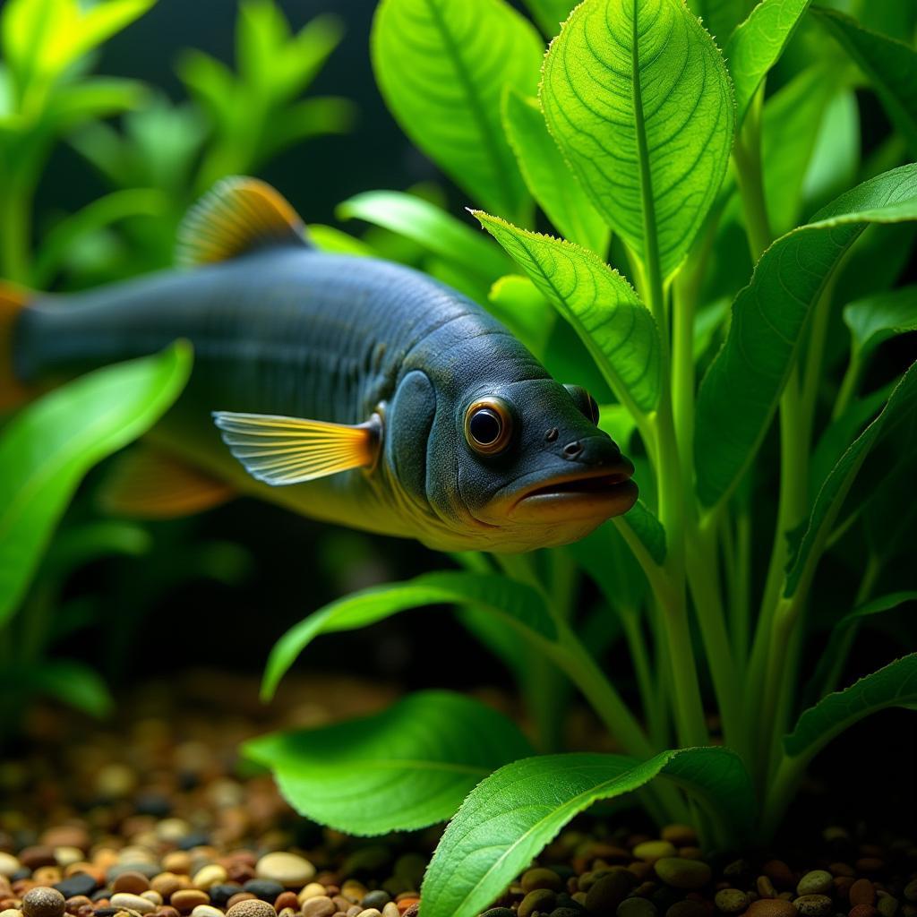 African Knife Fish Seeking Refuge