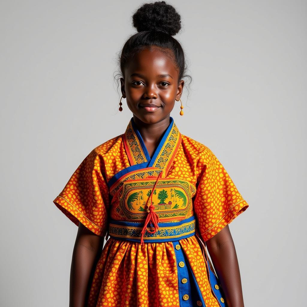 Individual wearing a Kente cloth Hanbok fusion