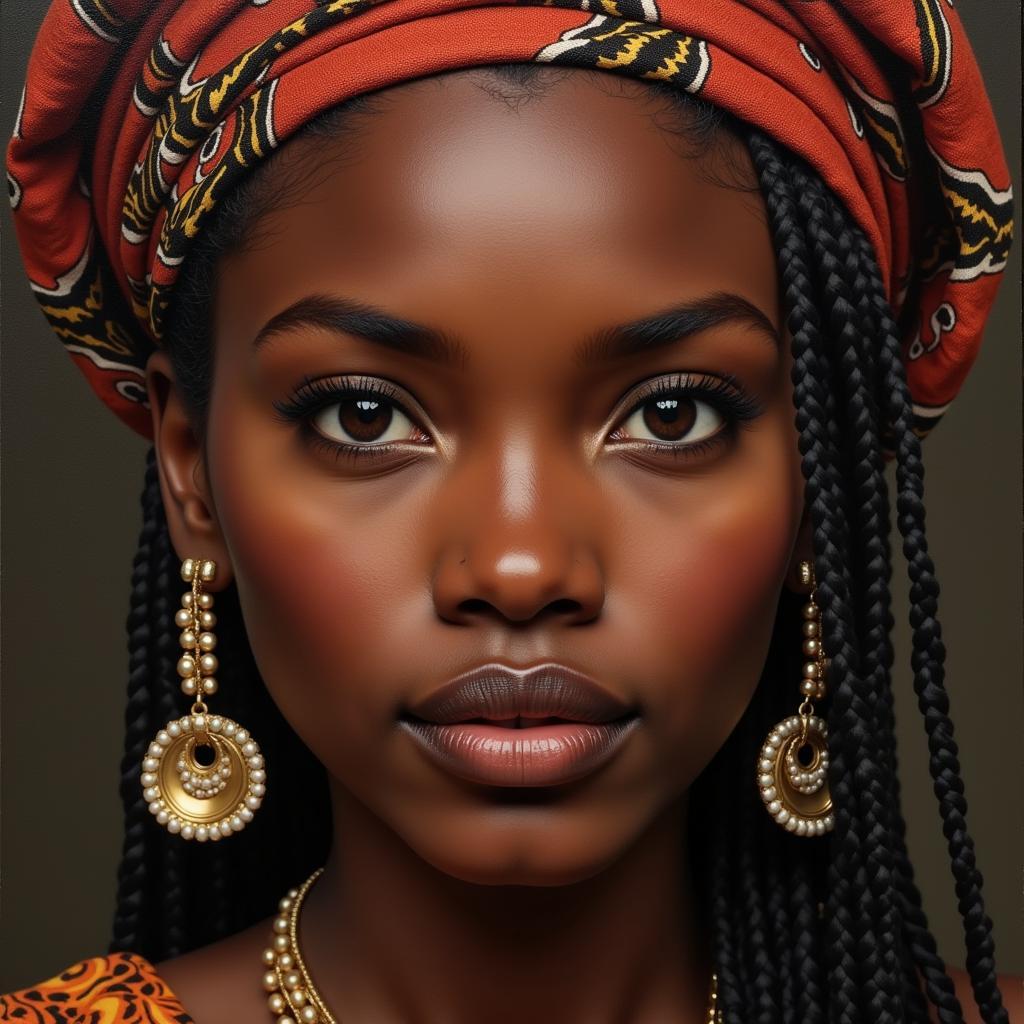 Portrait of an African Lady in Oil Painting