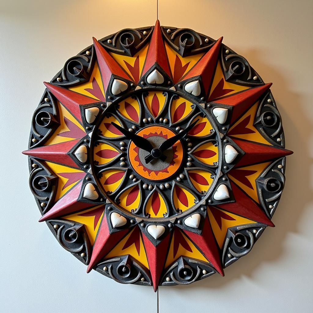 African Lady Wall Clock with Metal Accents