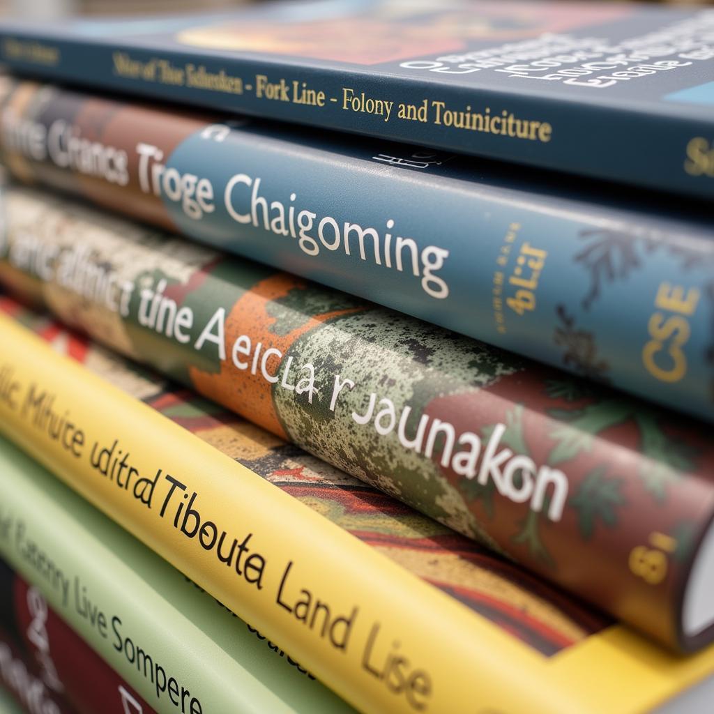 Land change journals stacked on a table