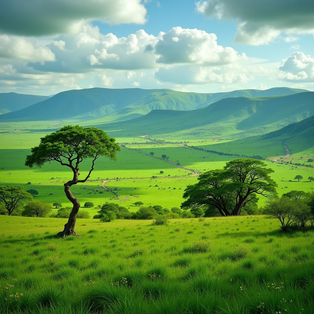 African Landscape with Lush Green Vegetation - Prosperity