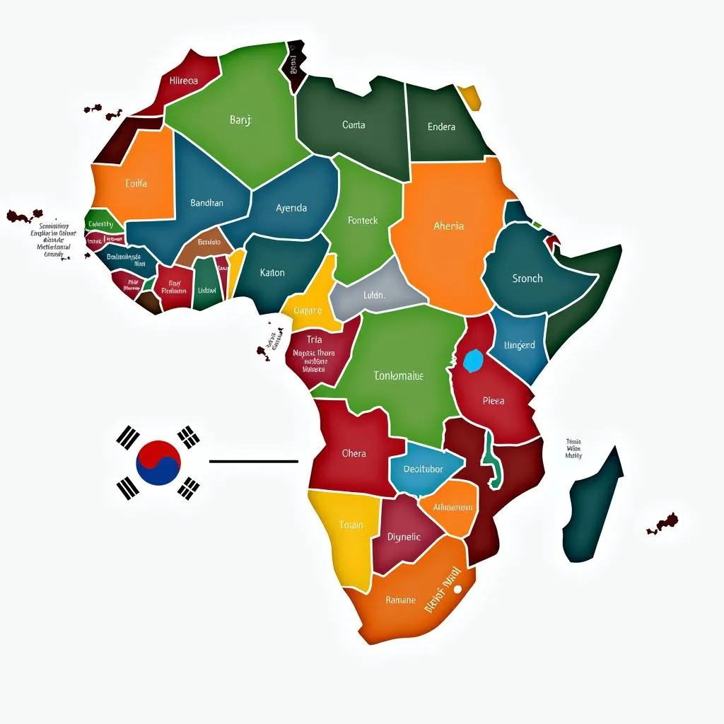 Africa and Korean languages translation map