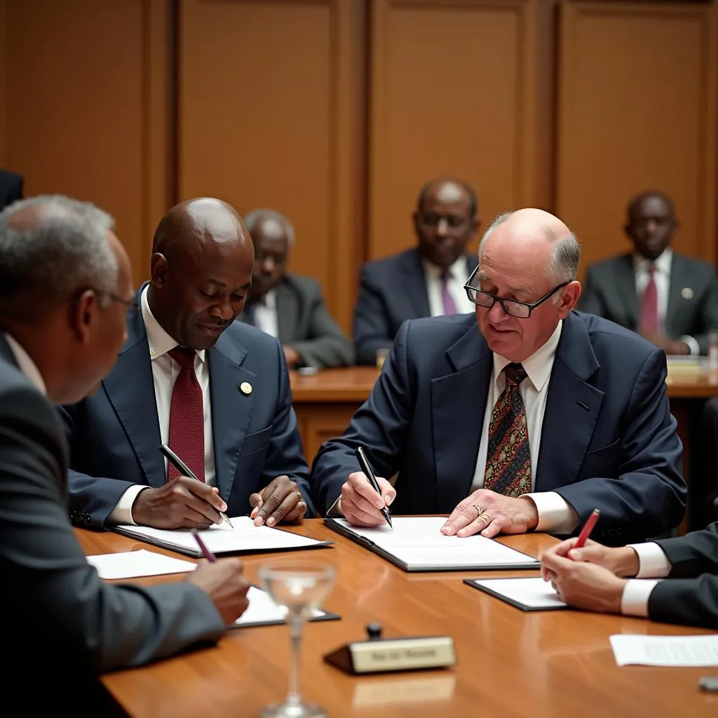 African Leaders Signing Agreement at the AfDB Conference