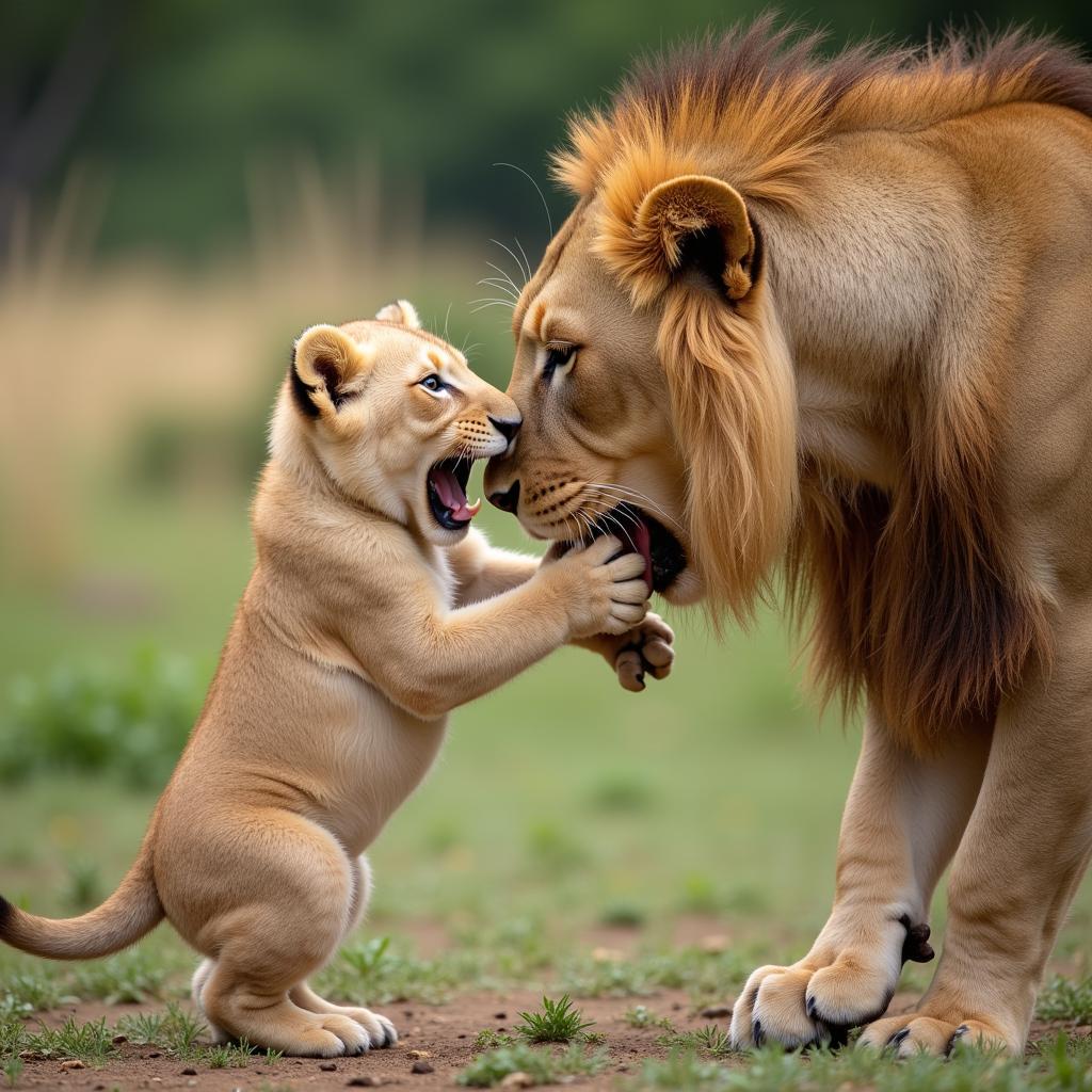 Playful African Lion Cub