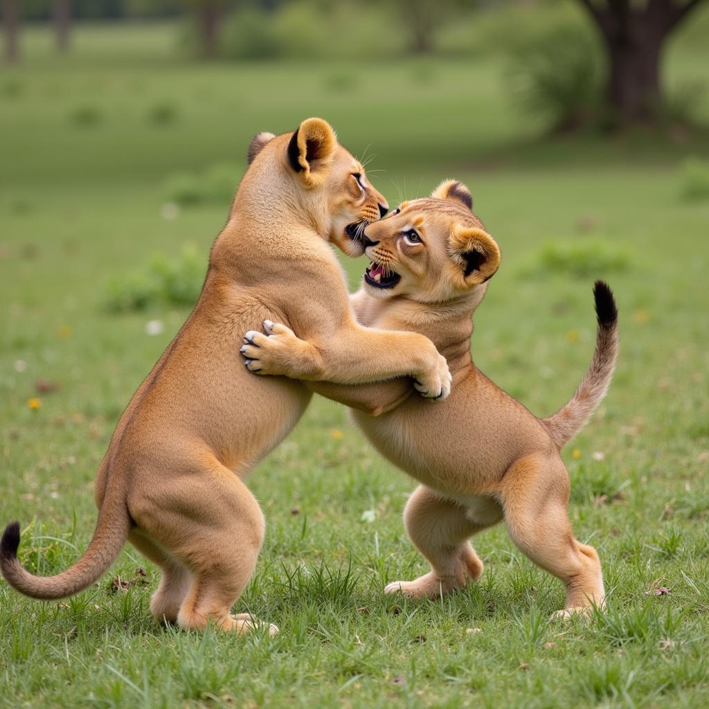 African Lion Cubs Playing