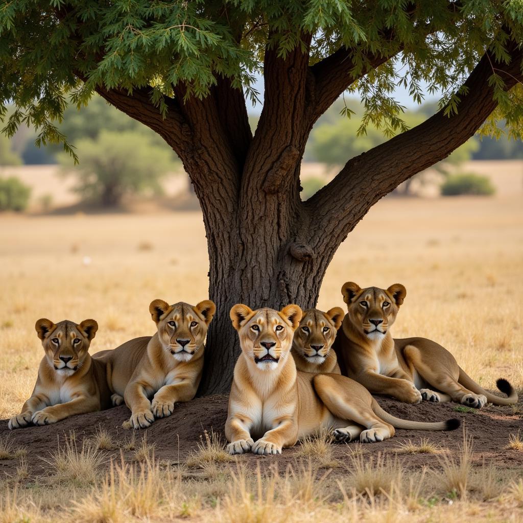 African lion pride resting