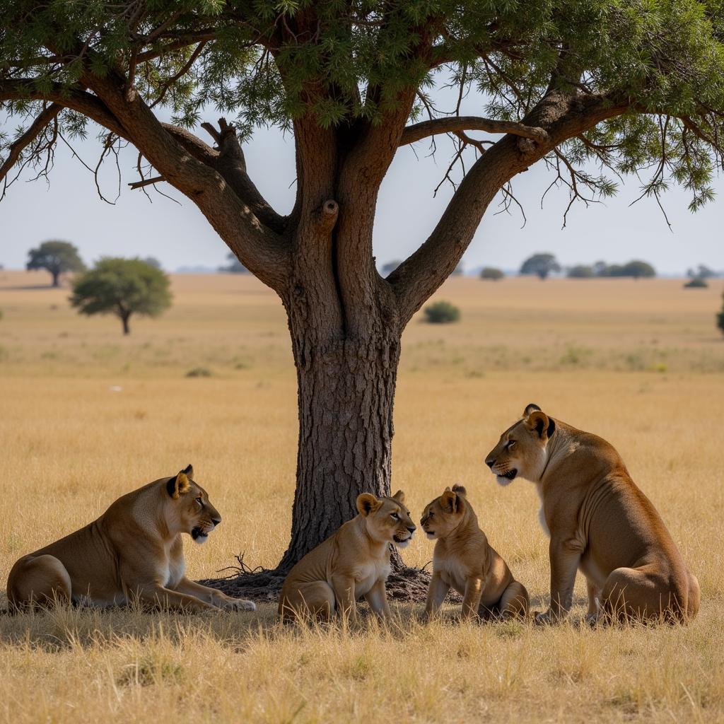 African Lion Pride Resting in Shade