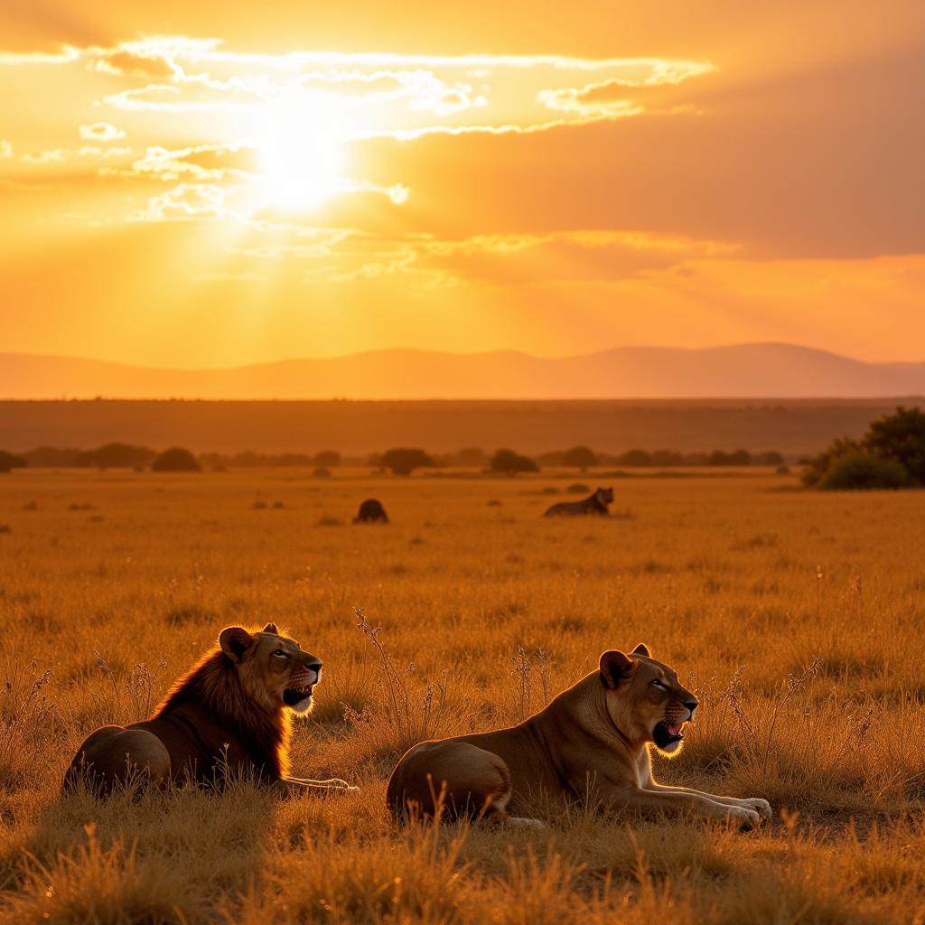 Pride of lions in the Serengeti National Park