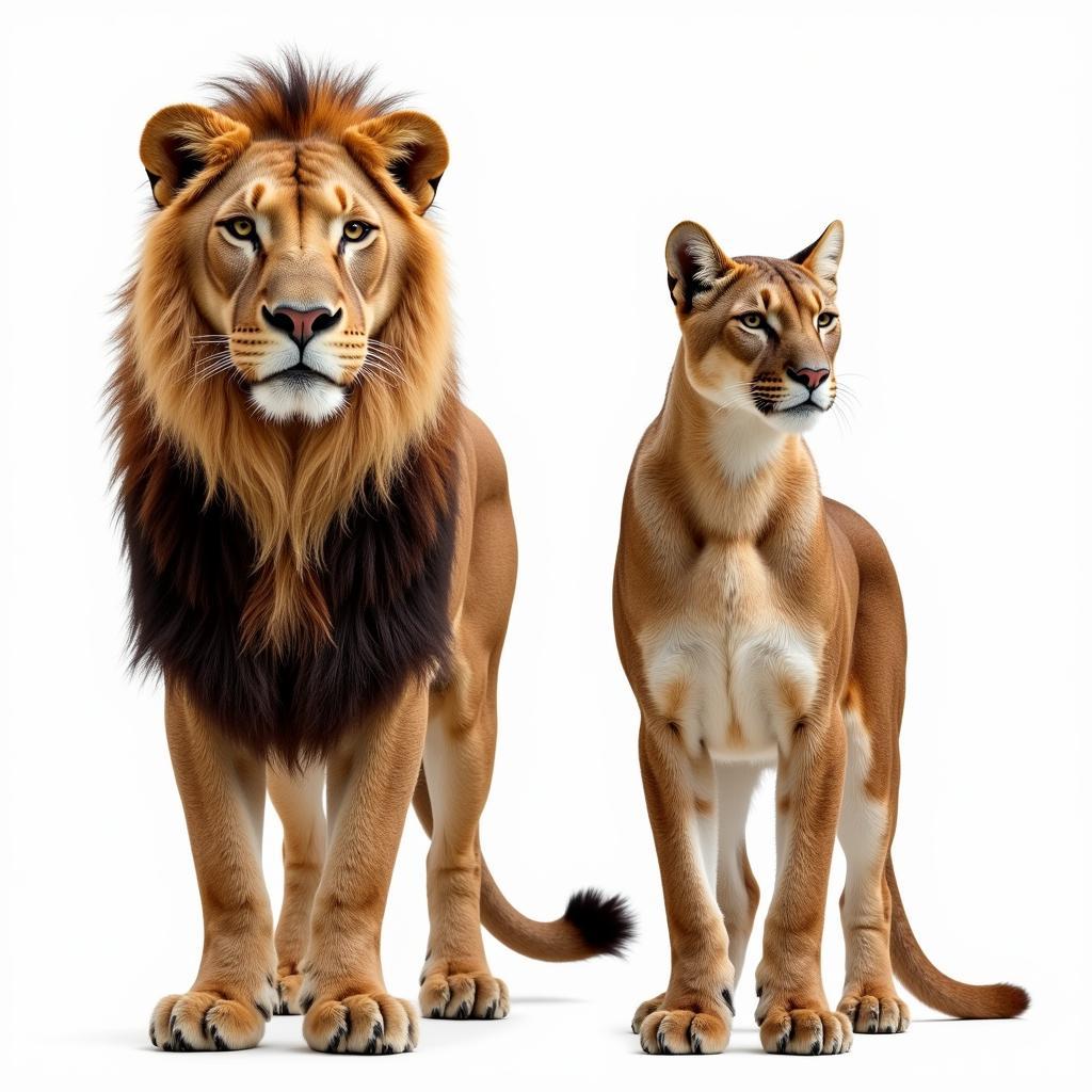 African Lion vs Mountain Lion Size Comparison