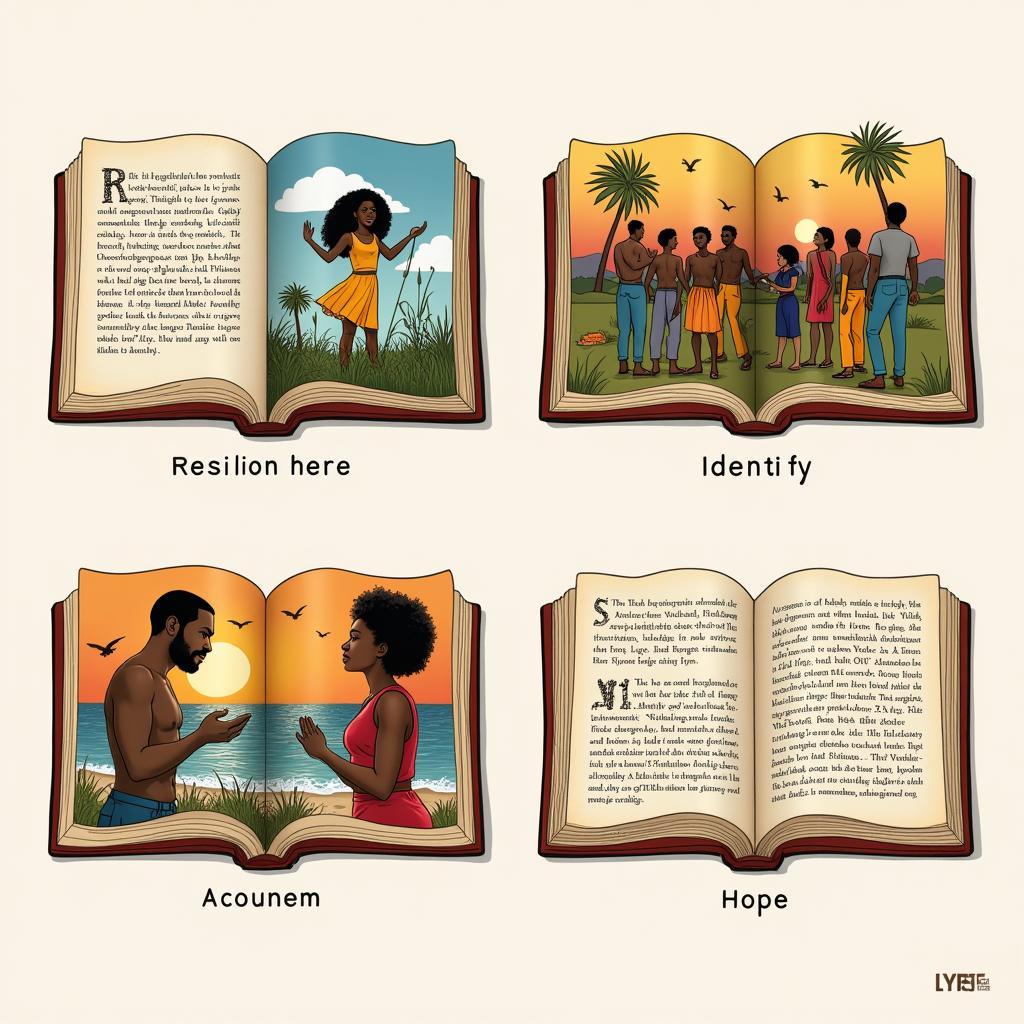 Open books showcasing themes in African literature