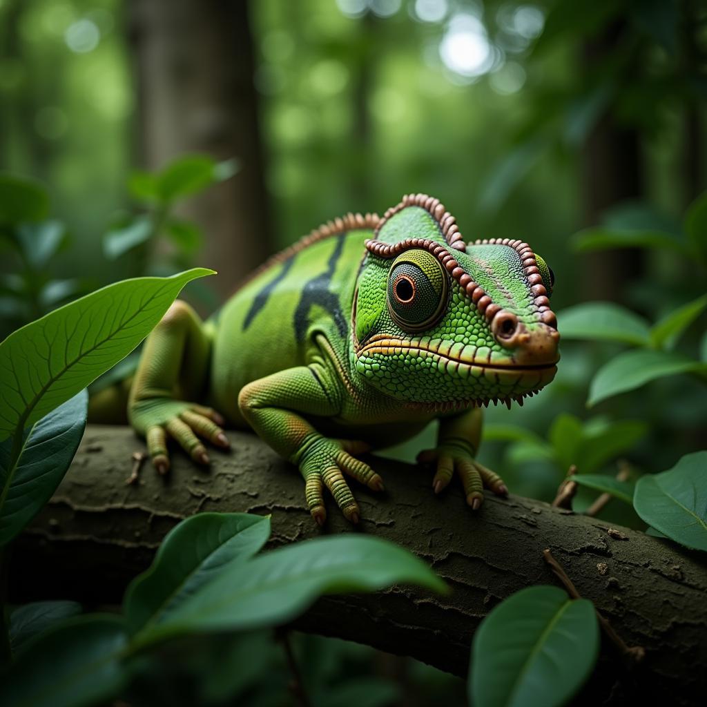 Chameleon Camouflage in African Forest