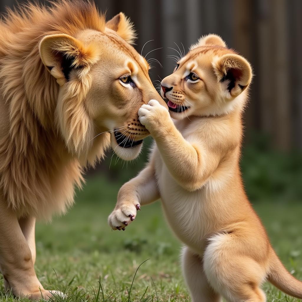 African Male Lion Cub Playing