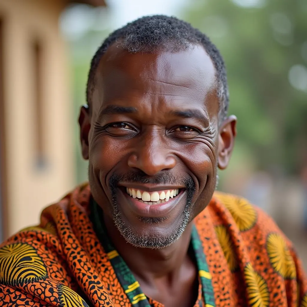 Portrait of a smiling African man in traditional attire