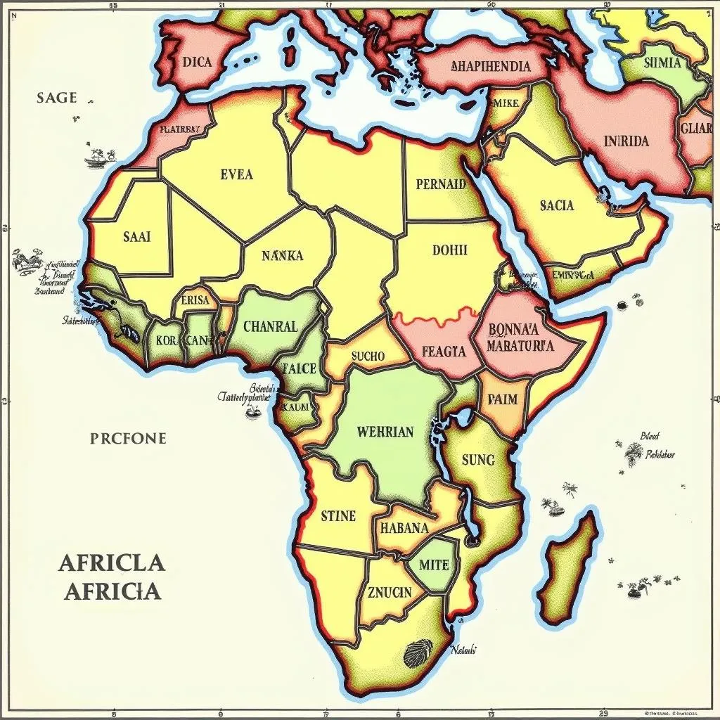 Map of Africa showing colonial borders