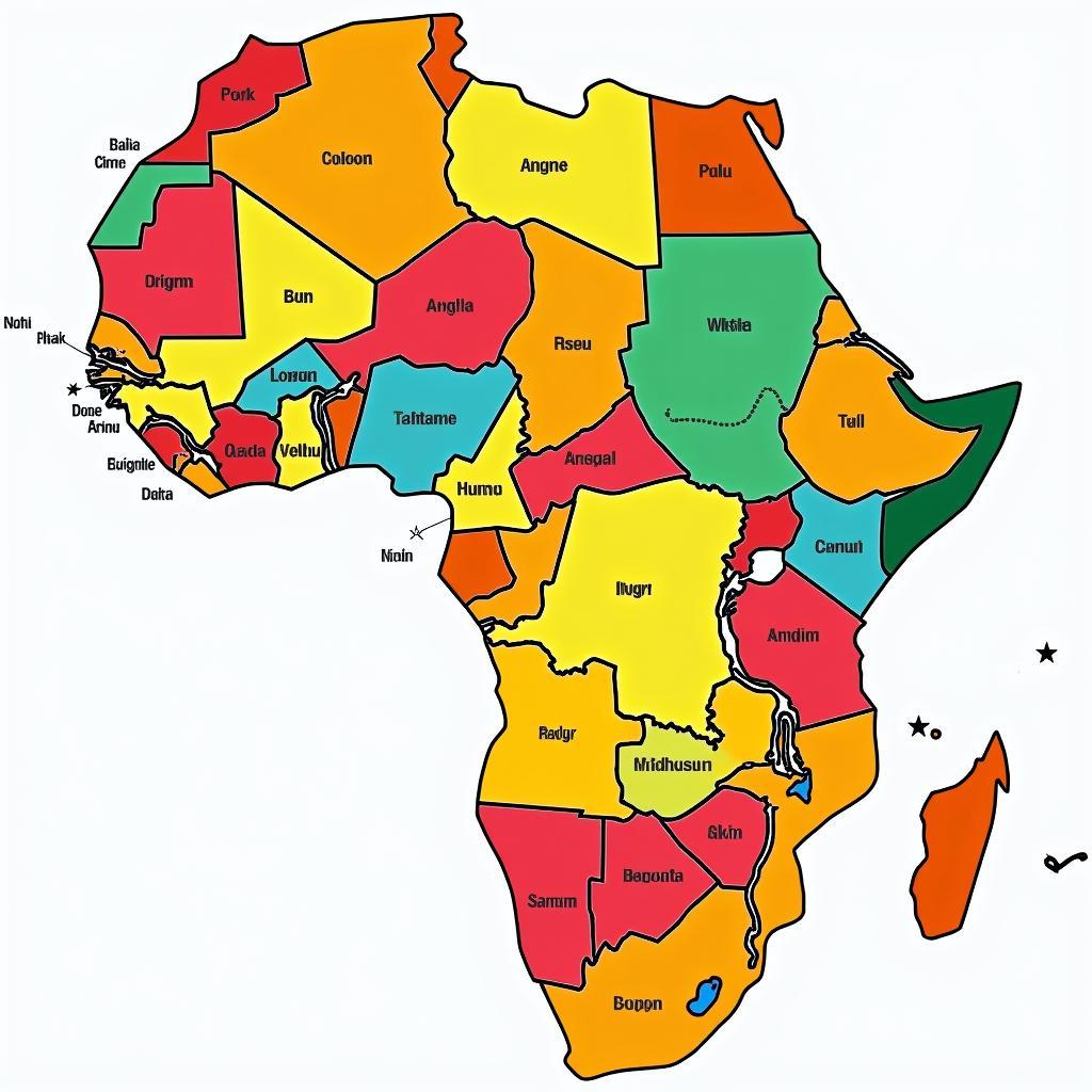 Map of Africa Highlighting Countries and Capitals