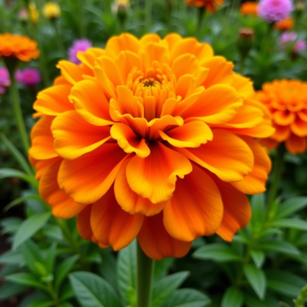 African Marigold in a Garden