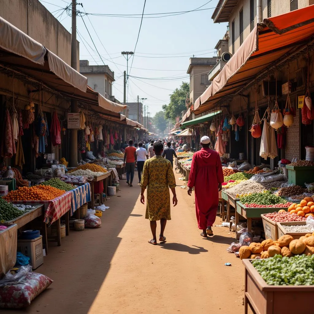 Bustling Market in an African City