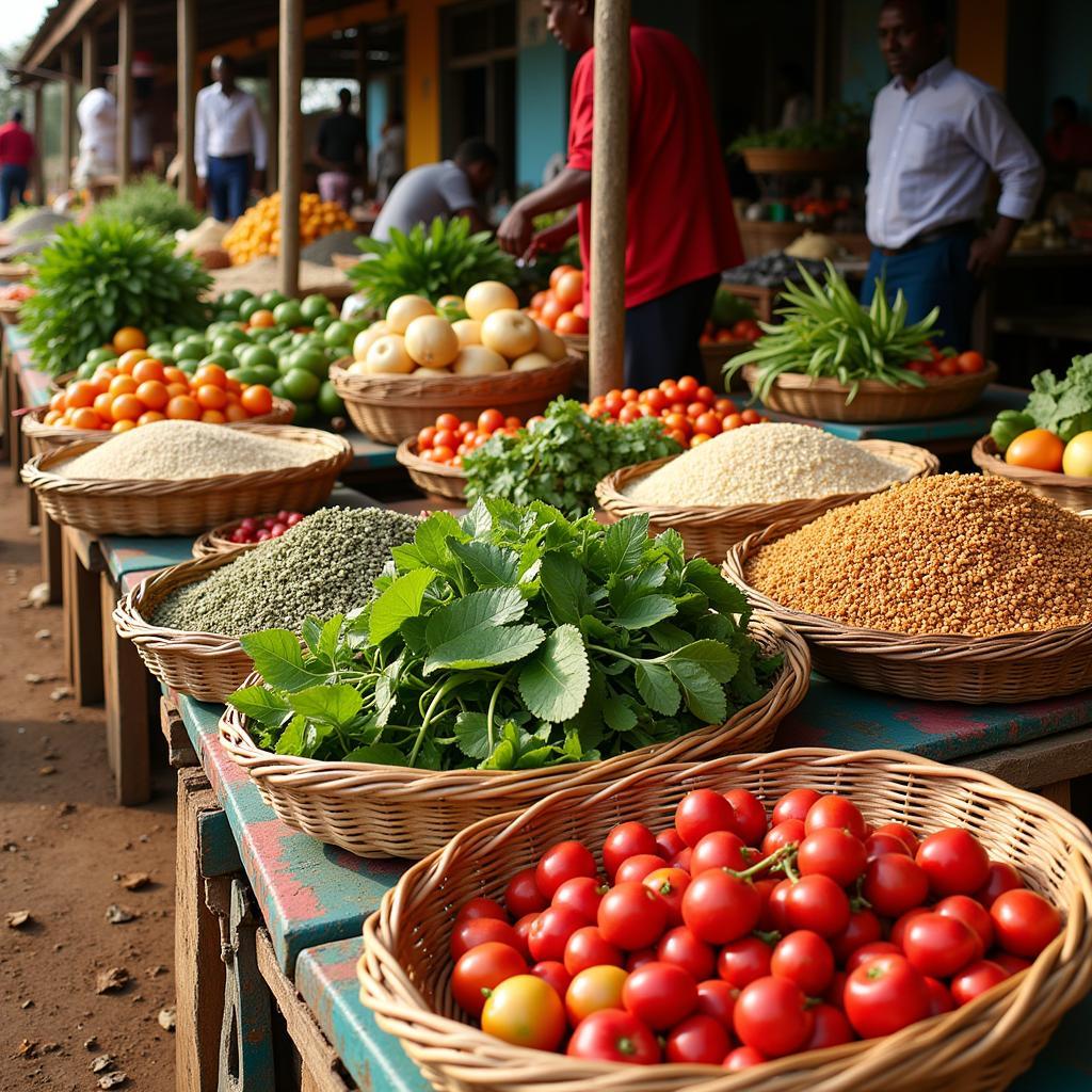 African Market Displaying Fresh Produce