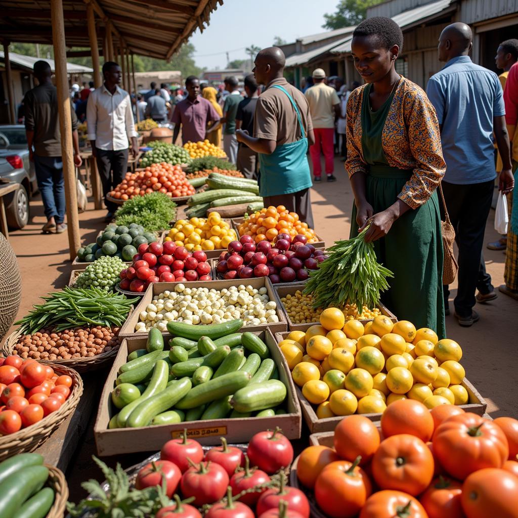 Vibrant African Market Produce