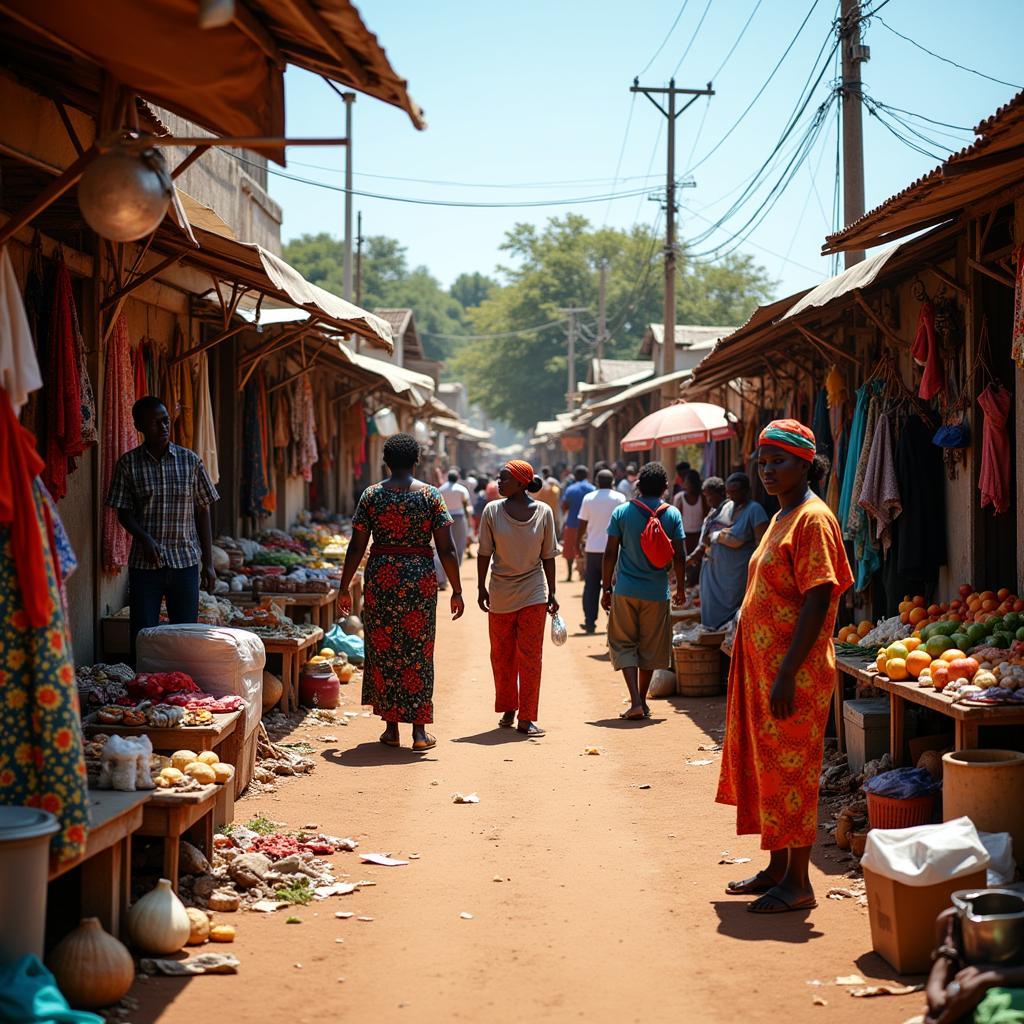 Bustling African Market Scene