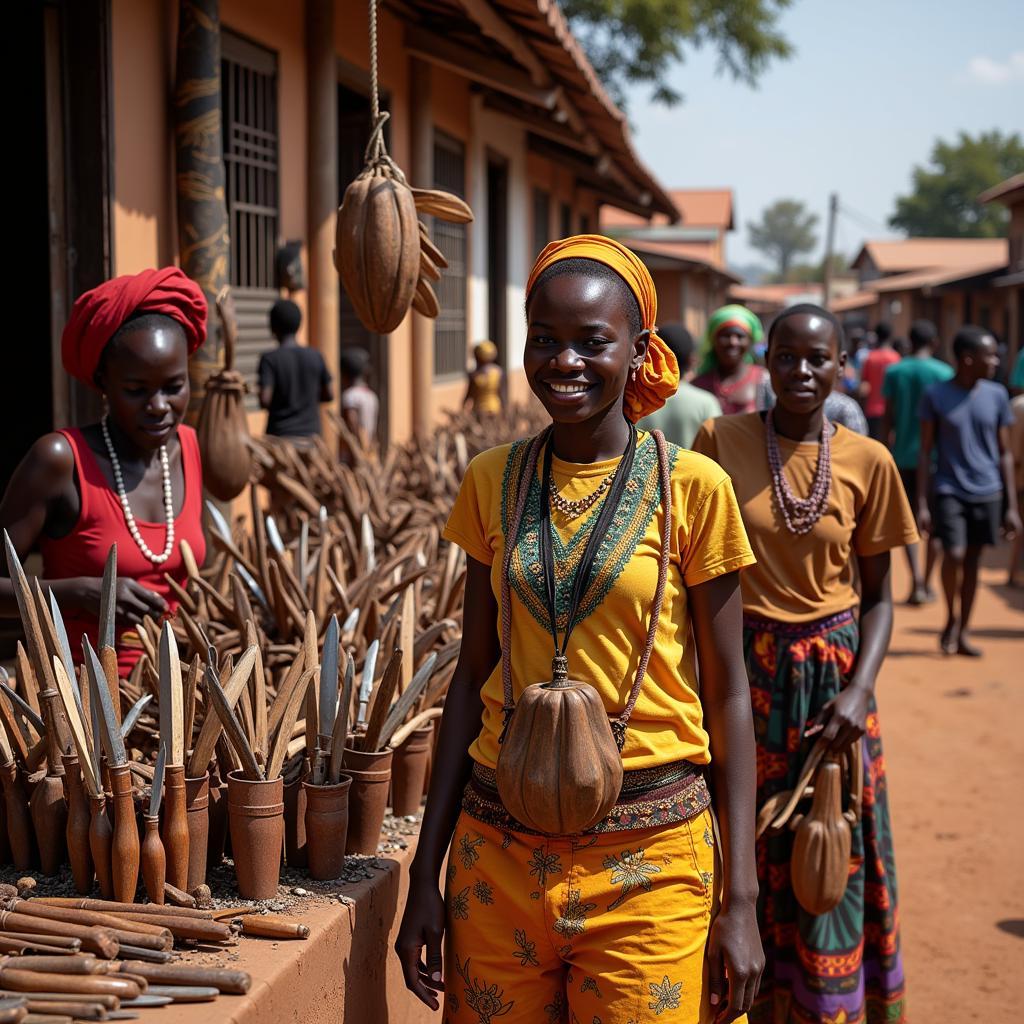 Handcrafted Brown Knives Sold at a Market