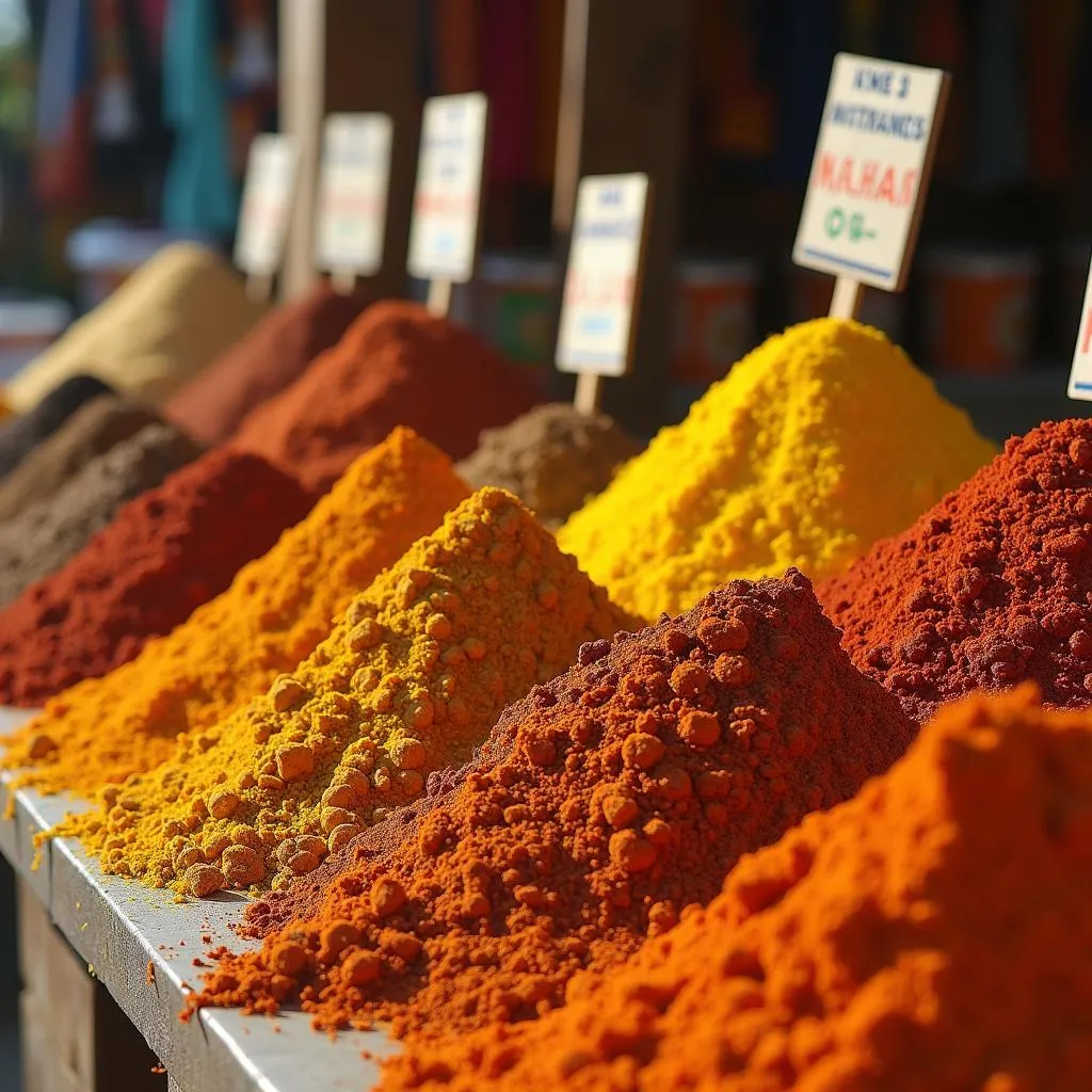 Spices for sale in an African market