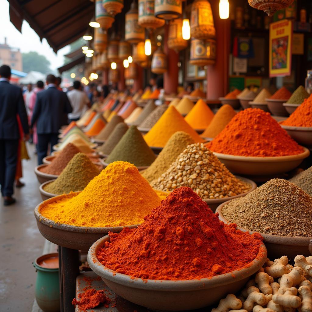 Vibrant Spices in an African Market