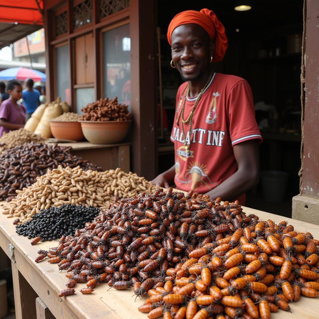 African Market with Edible Insects