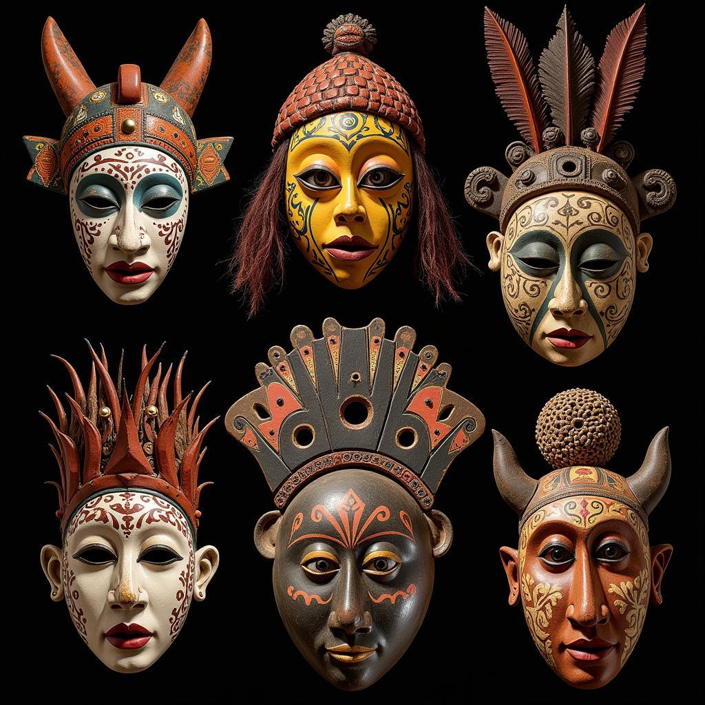 African Mask and Costume Display: A display of vibrant African masks and costumes used in traditional performances.