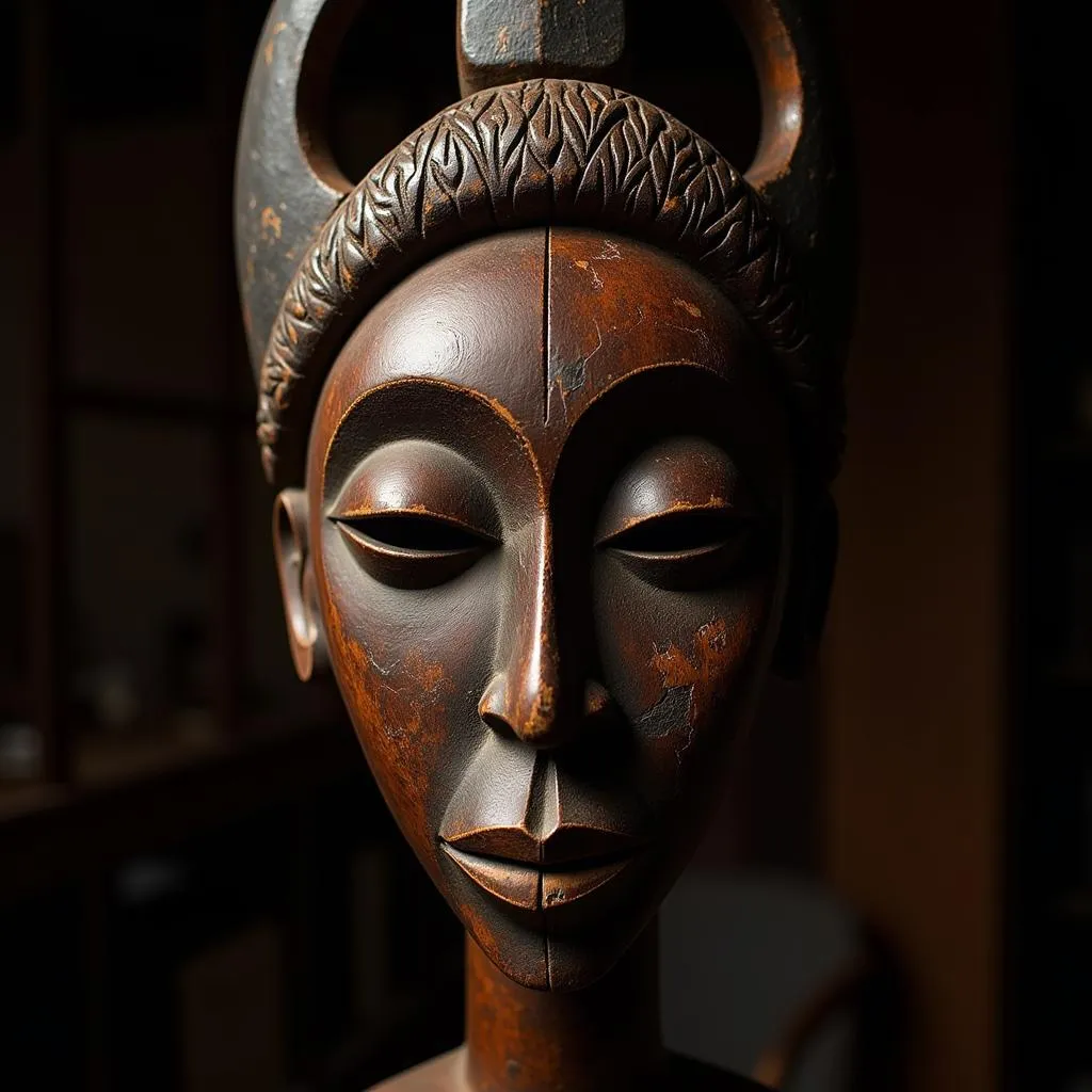 Intricately carved African mask