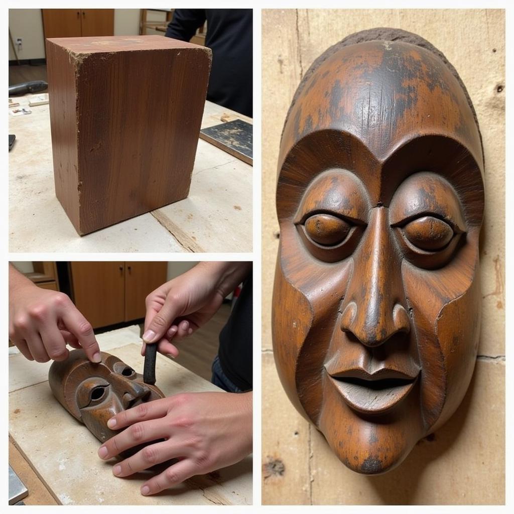 African mask carving process