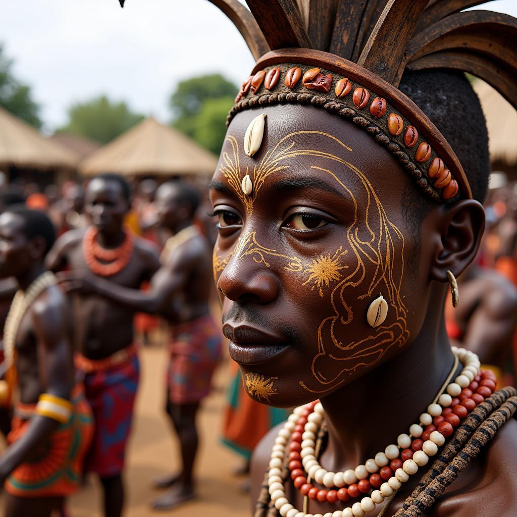 African mask used in a traditional ceremony