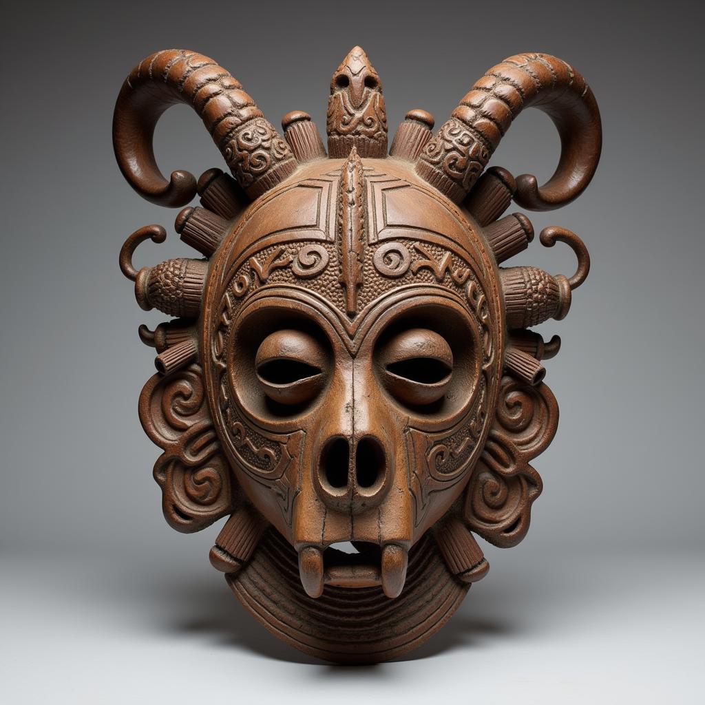 African Mask Featuring Animal Skull