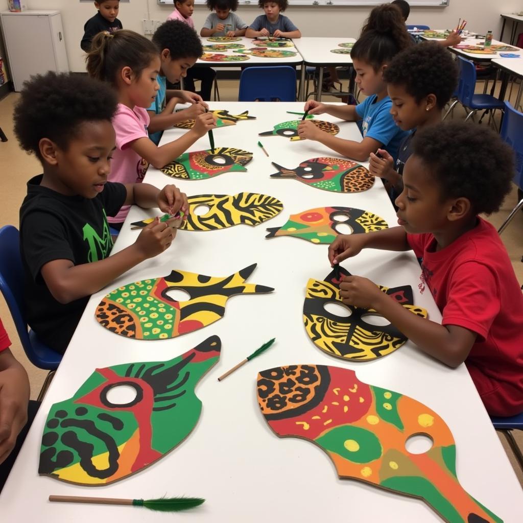 Children Painting Animal Masks