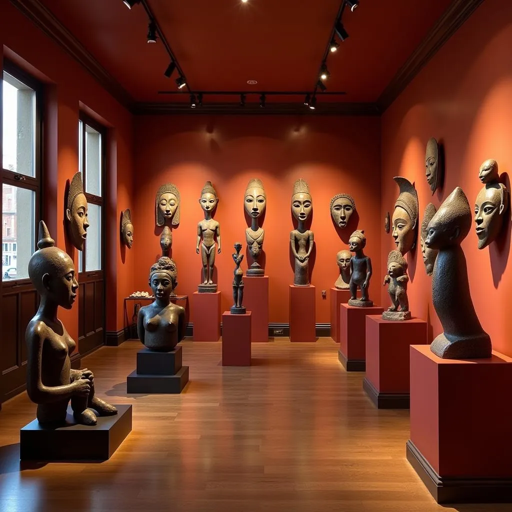 African Mask and Sculpture in a London Gallery