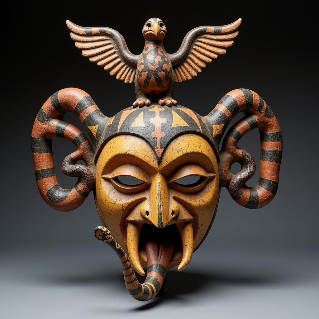 African Mask with Animal Motifs