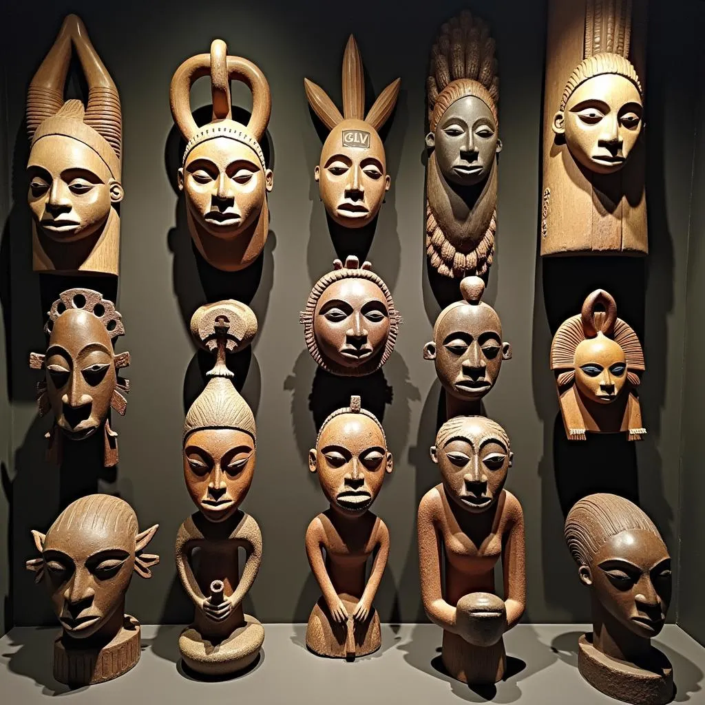 African masks and sculptures on display in London