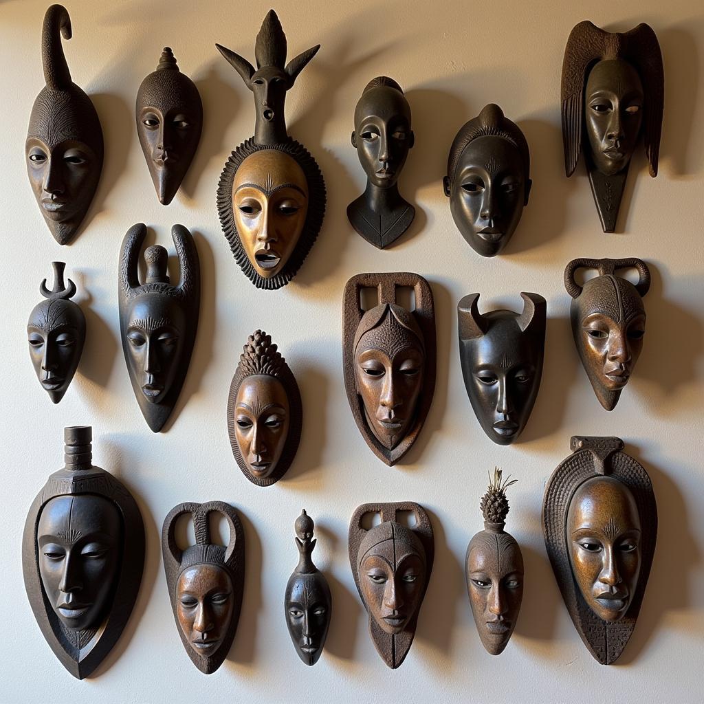 A Collection of African Masks on Display