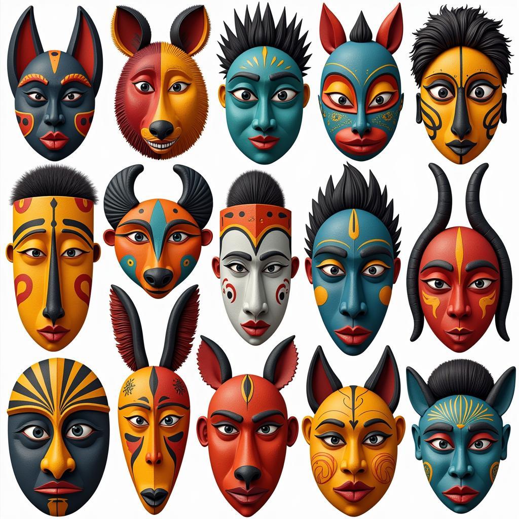 Colorful African Masks for Kids Activities