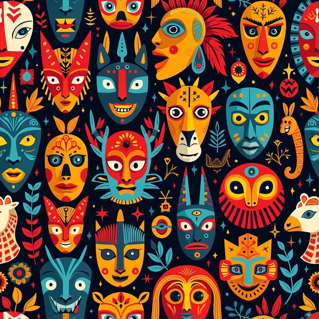 African Masks in Graphic Design