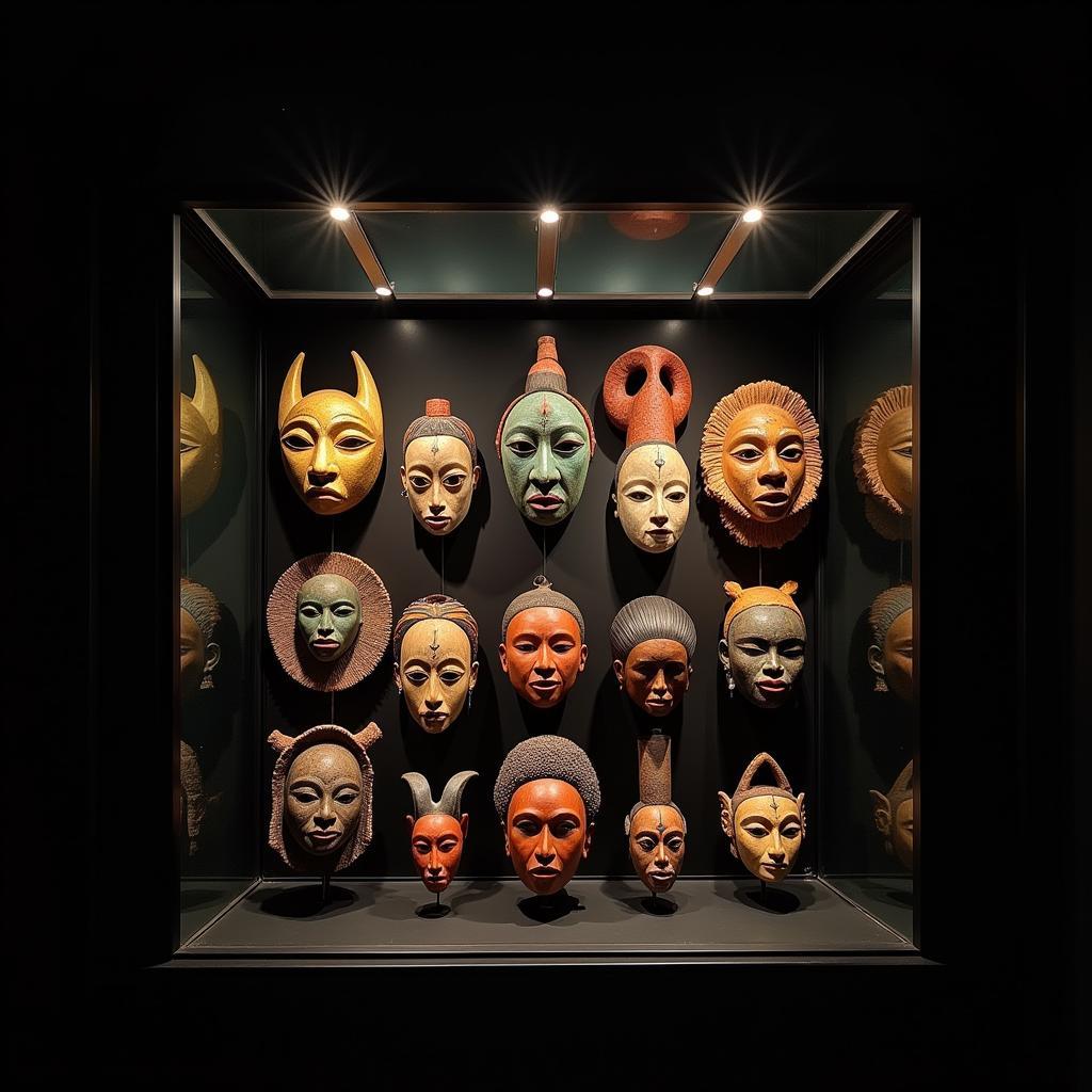 African Masks in Museum Display