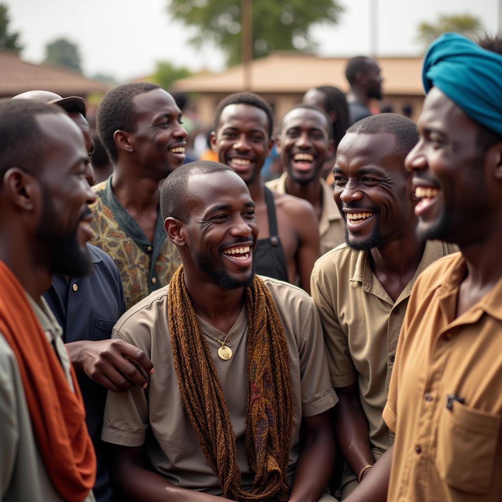 African Men at a Community Gathering