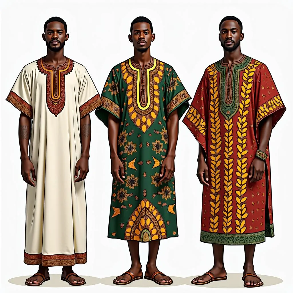 Men wearing various styles of African dress