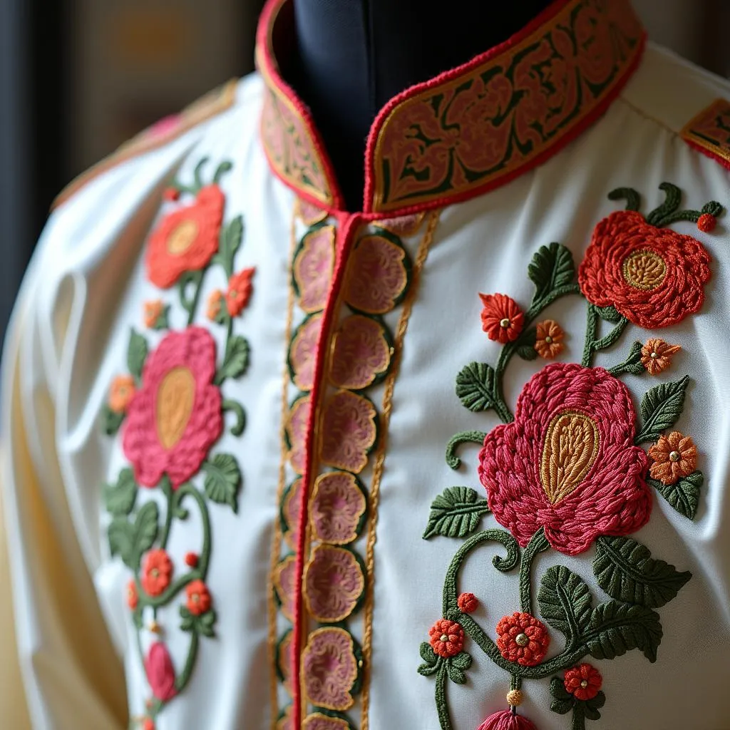 Intricate Embroidery Detail on a Mens Shirt 